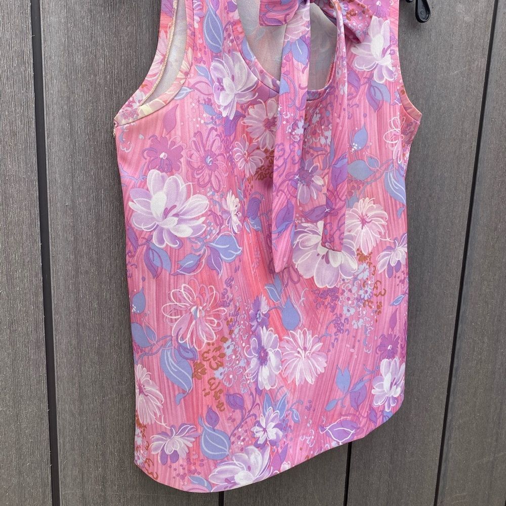 Vintage Floral‎ Polyester Top With Belt - Picture 3 of 7